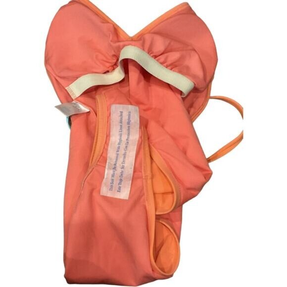 Womens Orange One-Piece Swimsuit With Adjustable Straps & Deep V-Neckline - Picture 6 of 9